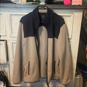 Croft & Barrow Navy and Tan Fleece Jacket